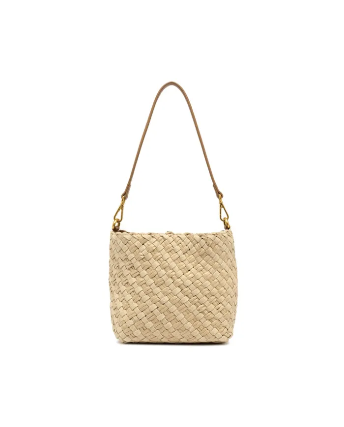 Gianni Chiarini Borsa a Spalla Mercy in Canvas e Paglia Beige