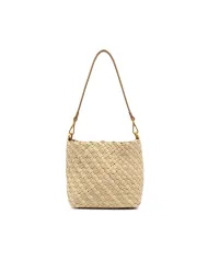 Gianni Chiarini Borsa a Spalla Mercy in Canvas e Paglia Beige