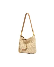 Gianni Chiarini Borsa a Spalla Mercy in Canvas e Paglia Beige