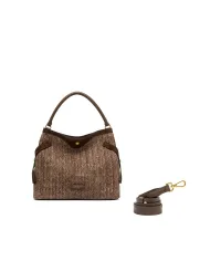 Gianni Chiarini Borsa in paglia e pelle Claudette Marrone