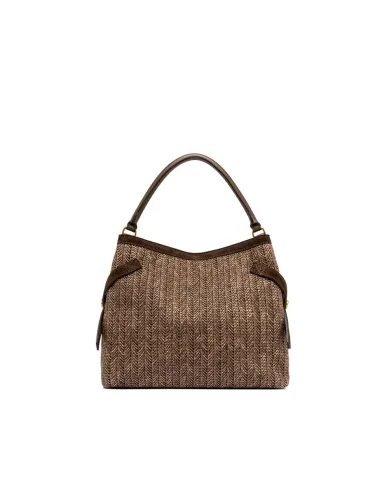Gianni Chiarini Borsa in paglia e pelle Claudette Marrone