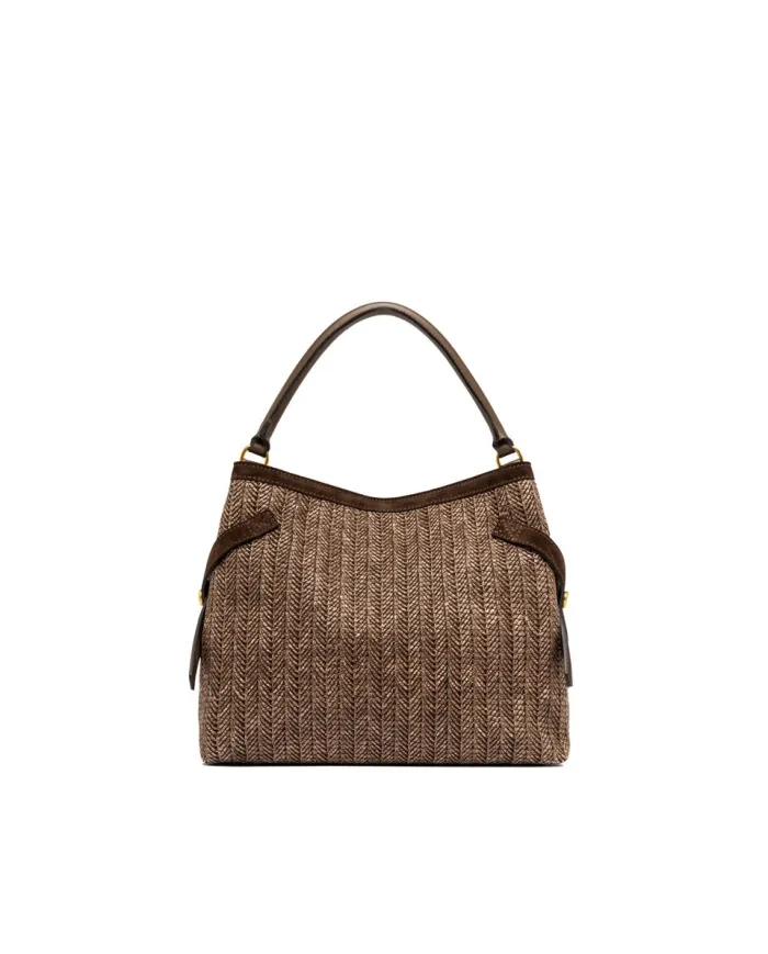 Gianni Chiarini Borsa in paglia e pelle Claudette Marrone