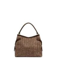 Gianni Chiarini Borsa in paglia e pelle Claudette Marrone
