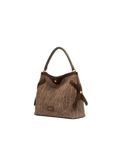 Gianni Chiarini Borsa in paglia e pelle Claudette Marrone