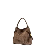 Gianni Chiarini Borsa in paglia e pelle Claudette Marrone
