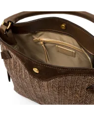 Gianni Chiarini Borsa in paglia e pelle Claudette Marrone