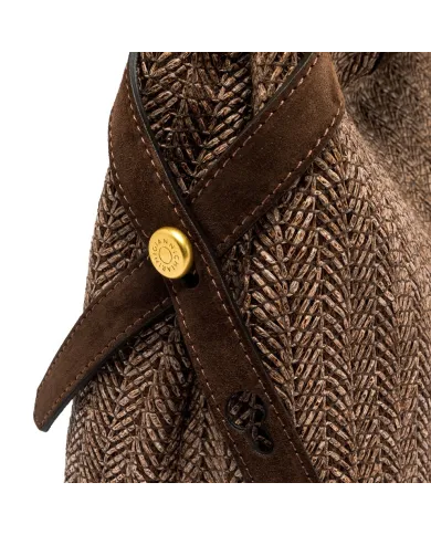 Gianni Chiarini Borsa in paglia e pelle Claudette Marrone