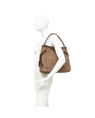 Gianni Chiarini Borsa in paglia e pelle Claudette Marrone