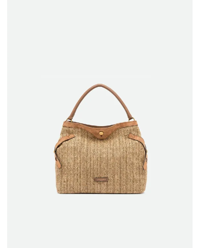 Gianni Chiarini Borsa in paglia e pelle Claudette Beige/Cuoio