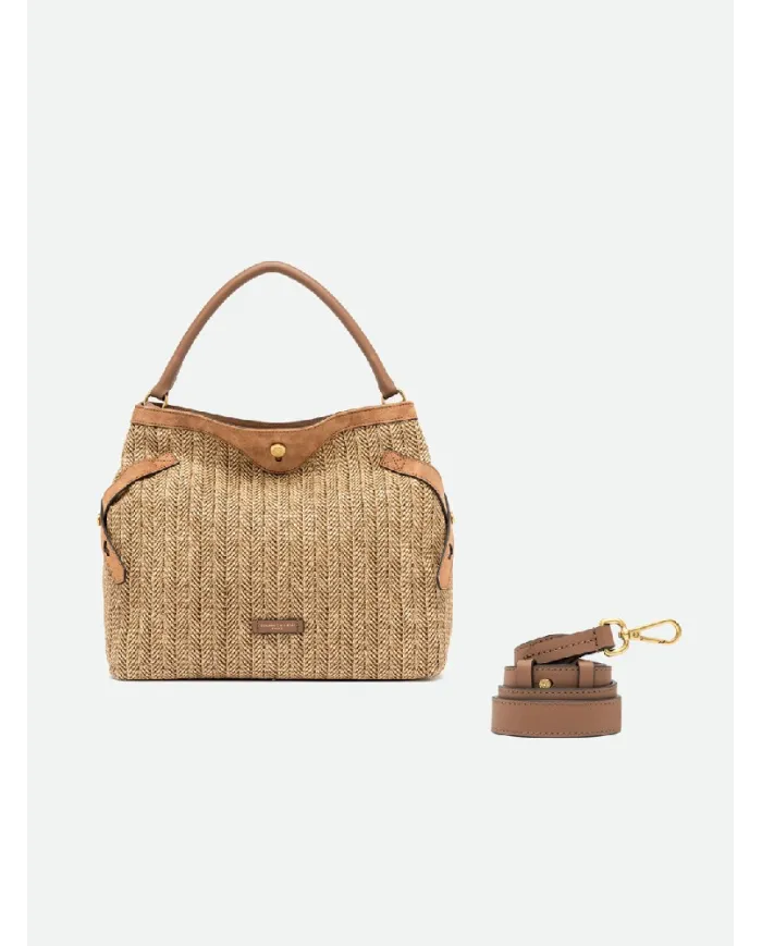 Gianni Chiarini Borsa in paglia e pelle Claudette Beige/Cuoio