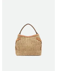 Gianni Chiarini Borsa in paglia e pelle Claudette Beige/Cuoio
