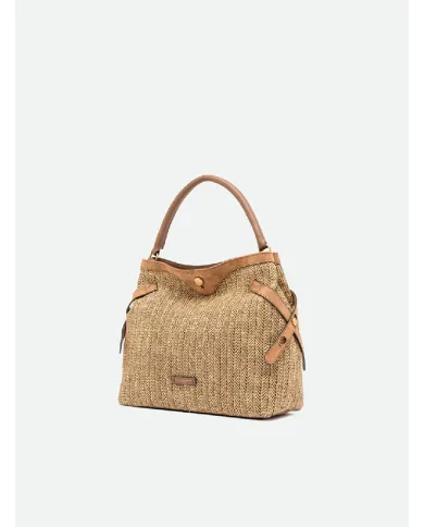 Gianni Chiarini Borsa in paglia e pelle Claudette Beige/Cuoio
