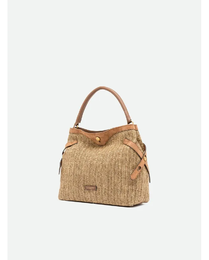 Gianni Chiarini Borsa in paglia e pelle Claudette Beige/Cuoio