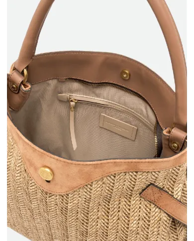 Gianni Chiarini Borsa in paglia e pelle Claudette Beige/Cuoio