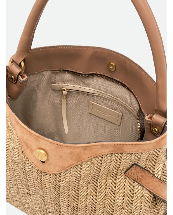 Gianni Chiarini Borsa in paglia e pelle Claudette Beige/Cuoio