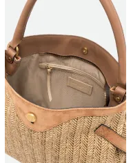 Gianni Chiarini Borsa in paglia e pelle Claudette Beige/Cuoio