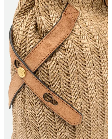 Gianni Chiarini Borsa in paglia e pelle Claudette Beige/Cuoio