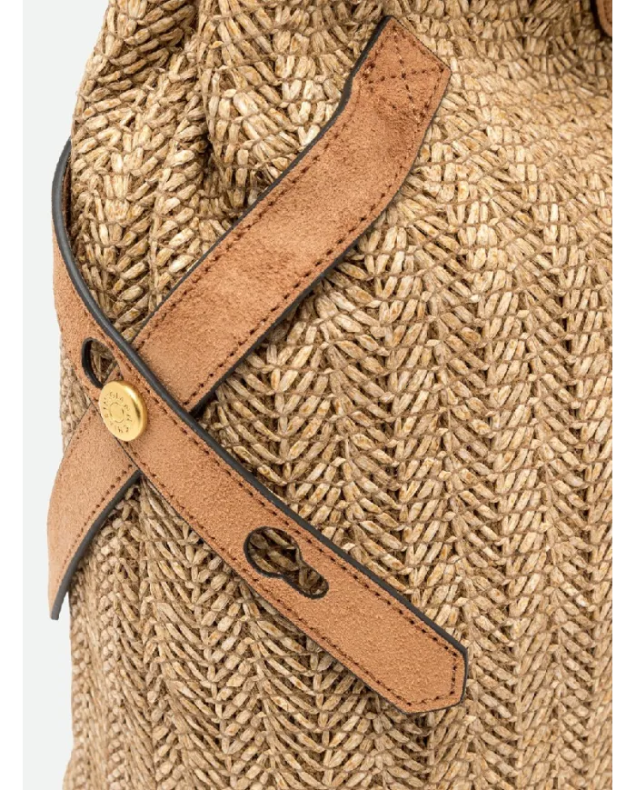 Gianni Chiarini Borsa in paglia e pelle Claudette Beige/Cuoio