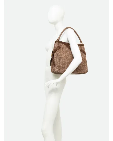 Gianni Chiarini Borsa in paglia e pelle Claudette Beige/Cuoio