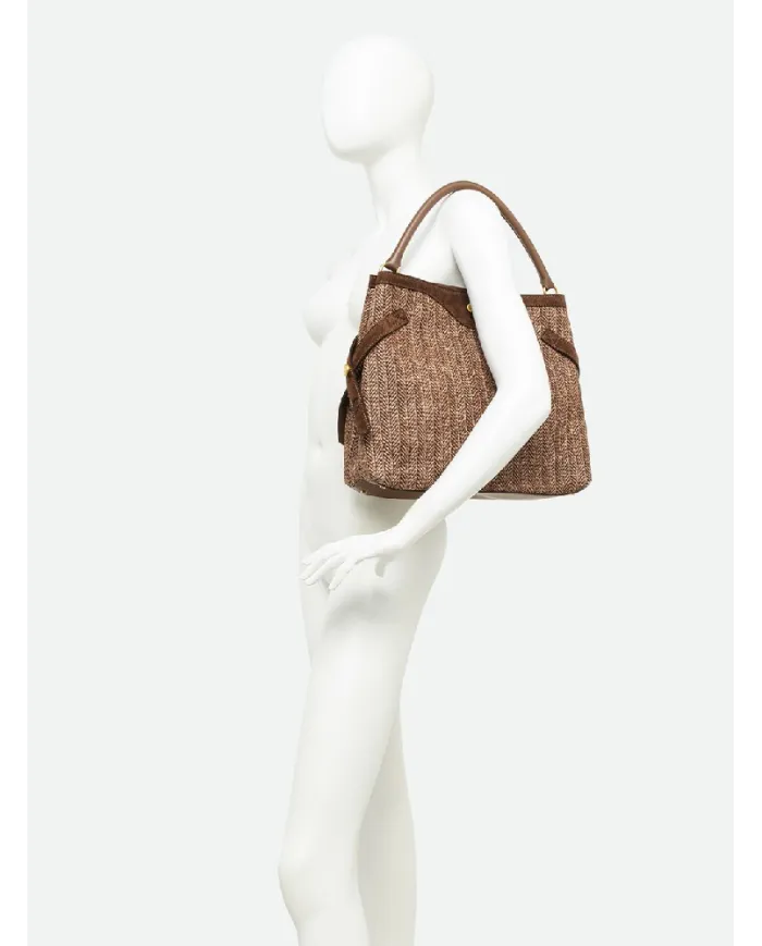 Gianni Chiarini Borsa in paglia e pelle Claudette Beige/Cuoio