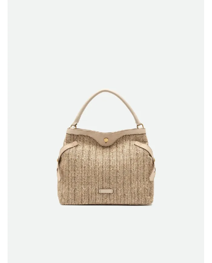 Gianni Chiarini Borsa in paglia e pelle Claudette Sabbia