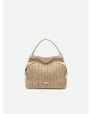 Gianni Chiarini Borsa in paglia e pelle Claudette Sabbia