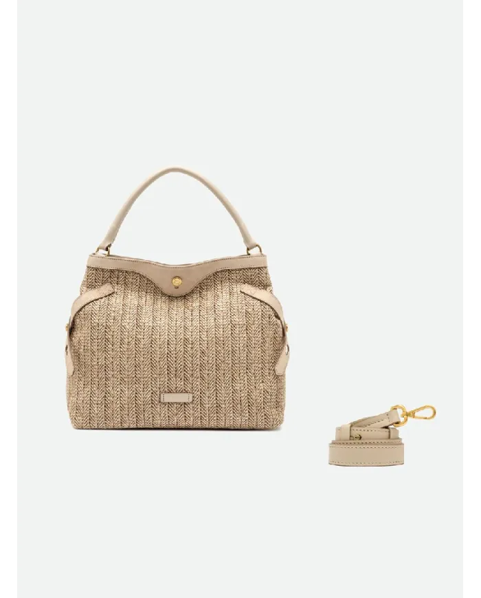 Gianni Chiarini Borsa in paglia e pelle Claudette Sabbia