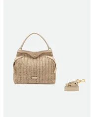 Gianni Chiarini Borsa in paglia e pelle Claudette Sabbia