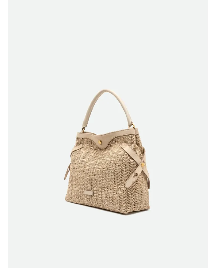 Gianni Chiarini Borsa in paglia e pelle Claudette Sabbia