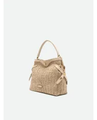 Gianni Chiarini Borsa in paglia e pelle Claudette Sabbia