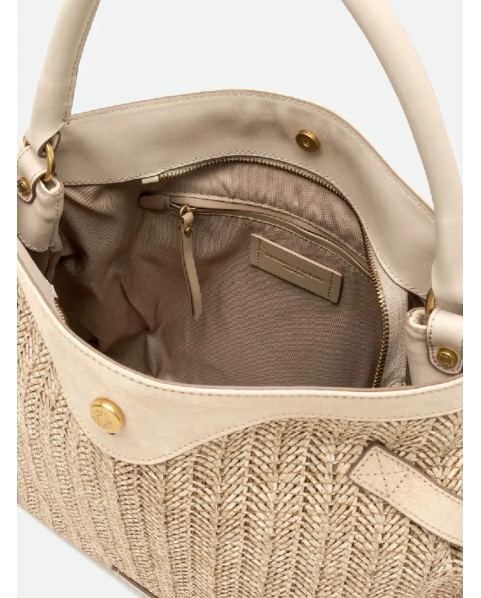 Gianni Chiarini Borsa in paglia e pelle Claudette Sabbia