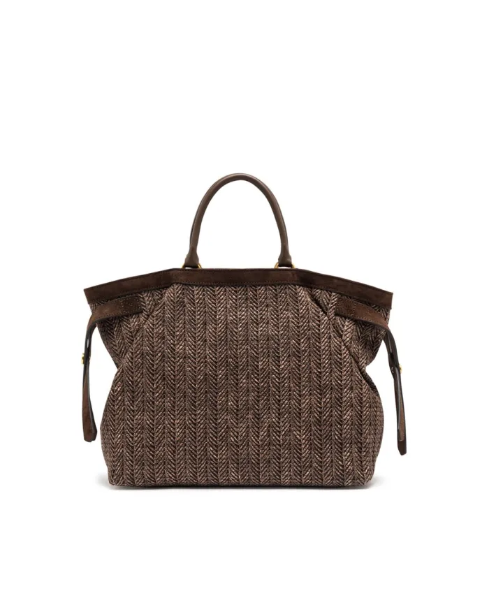 Gianni Chiarini Borsa in paglia e pelle Claudette Marrone