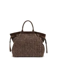 Gianni Chiarini Borsa in paglia e pelle Claudette Marrone
