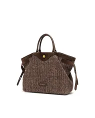 Gianni Chiarini Borsa in paglia e pelle Claudette Marrone