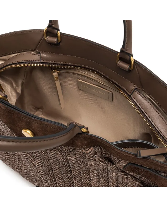 Gianni Chiarini Borsa in paglia e pelle Claudette Marrone