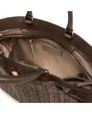 Gianni Chiarini Borsa in paglia e pelle Claudette Marrone