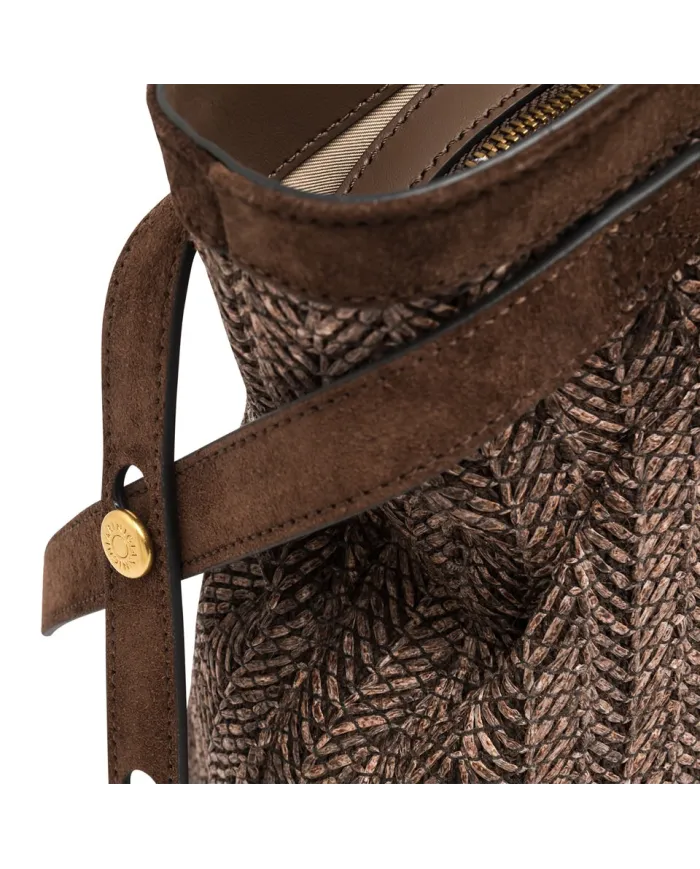 Gianni Chiarini Borsa in paglia e pelle Claudette Marrone