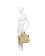 Gianni Chiarini Borsa in paglia e pelle Claudette Marrone