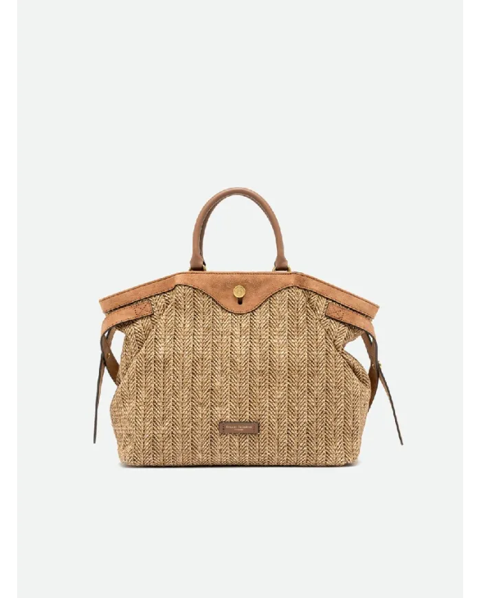 Gianni Chiarini Borsa in paglia e pelle Claudette Beige/Cuoio