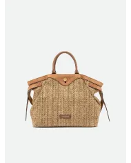 Gianni Chiarini Borsa in paglia e pelle Claudette Beige/Cuoio