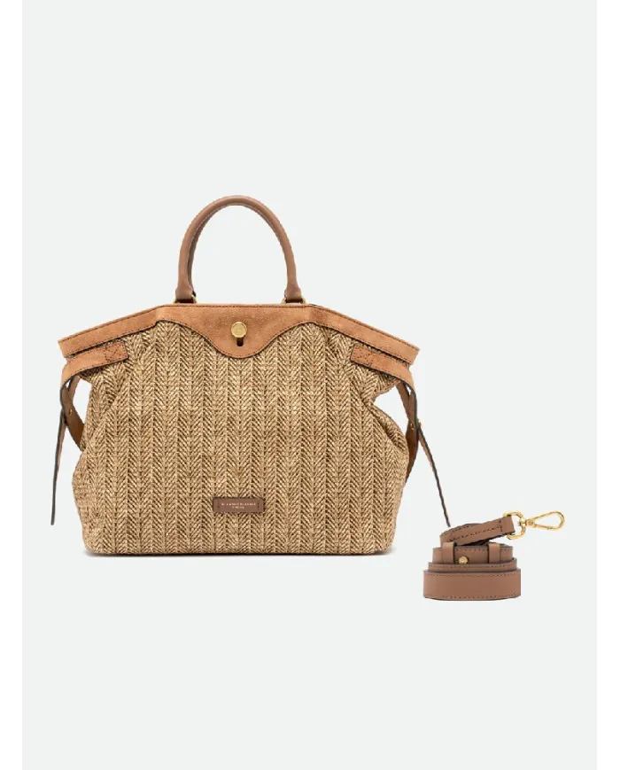 Gianni Chiarini Borsa in paglia e pelle Claudette Beige/Cuoio