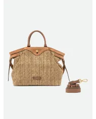 Gianni Chiarini Borsa in paglia e pelle Claudette Beige/Cuoio