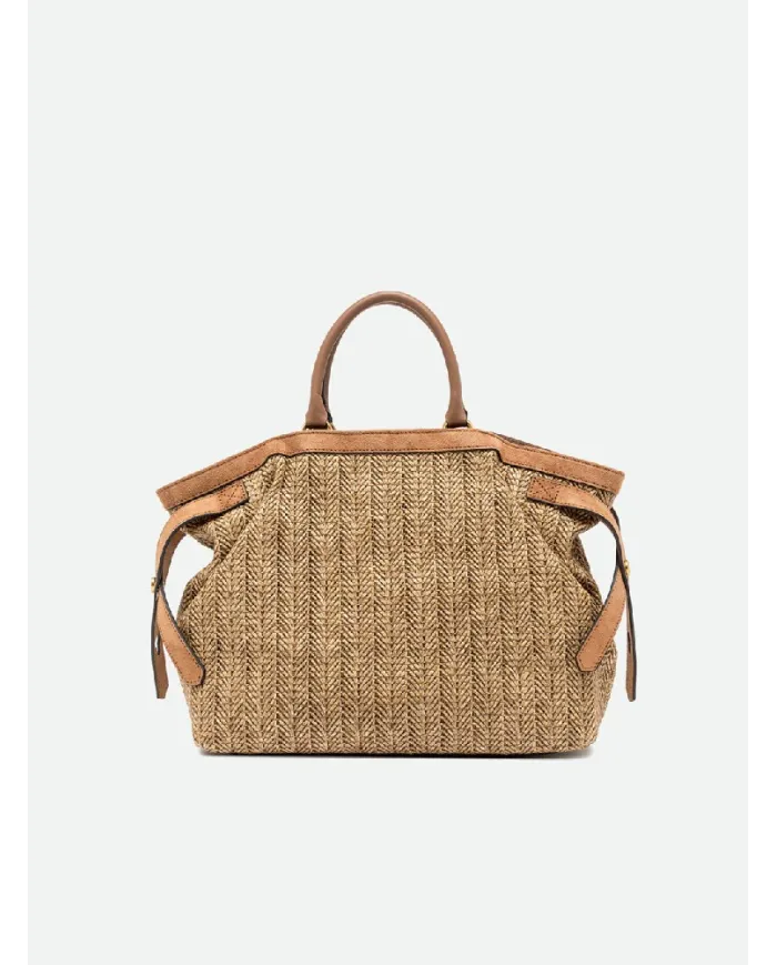 Gianni Chiarini Borsa in paglia e pelle Claudette Beige/Cuoio