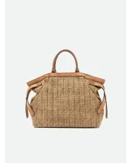 Gianni Chiarini Borsa in paglia e pelle Claudette Beige/Cuoio