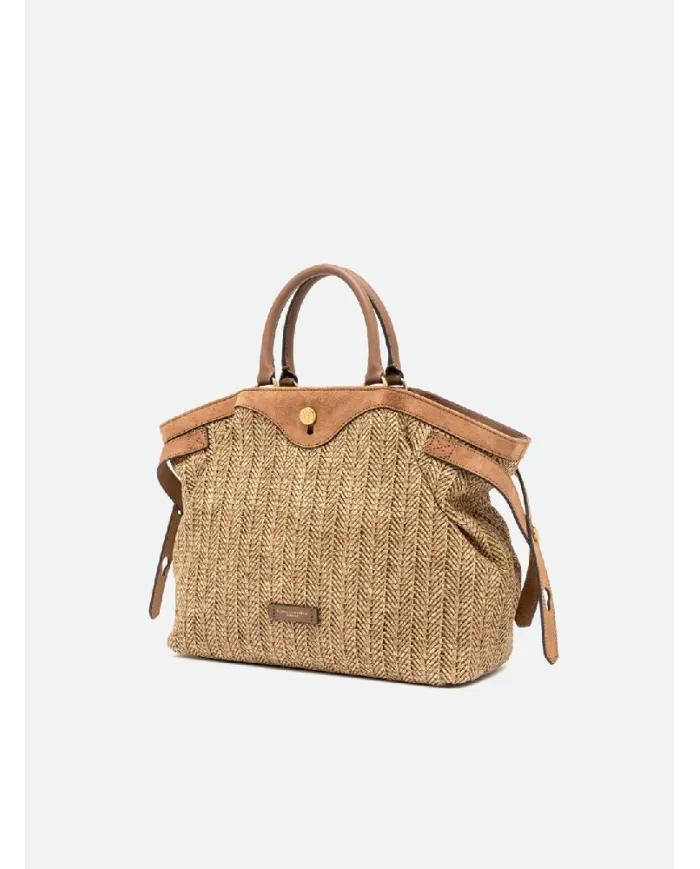 Gianni Chiarini Borsa in paglia e pelle Claudette Beige/Cuoio