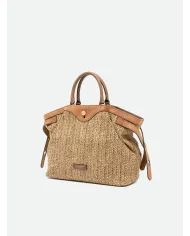 Gianni Chiarini Borsa in paglia e pelle Claudette Beige/Cuoio