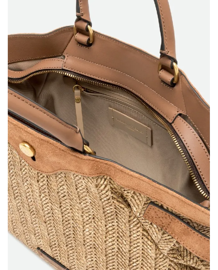 Gianni Chiarini Borsa in paglia e pelle Claudette Beige/Cuoio