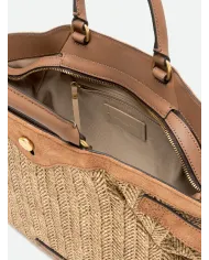 Gianni Chiarini Borsa in paglia e pelle Claudette Beige/Cuoio