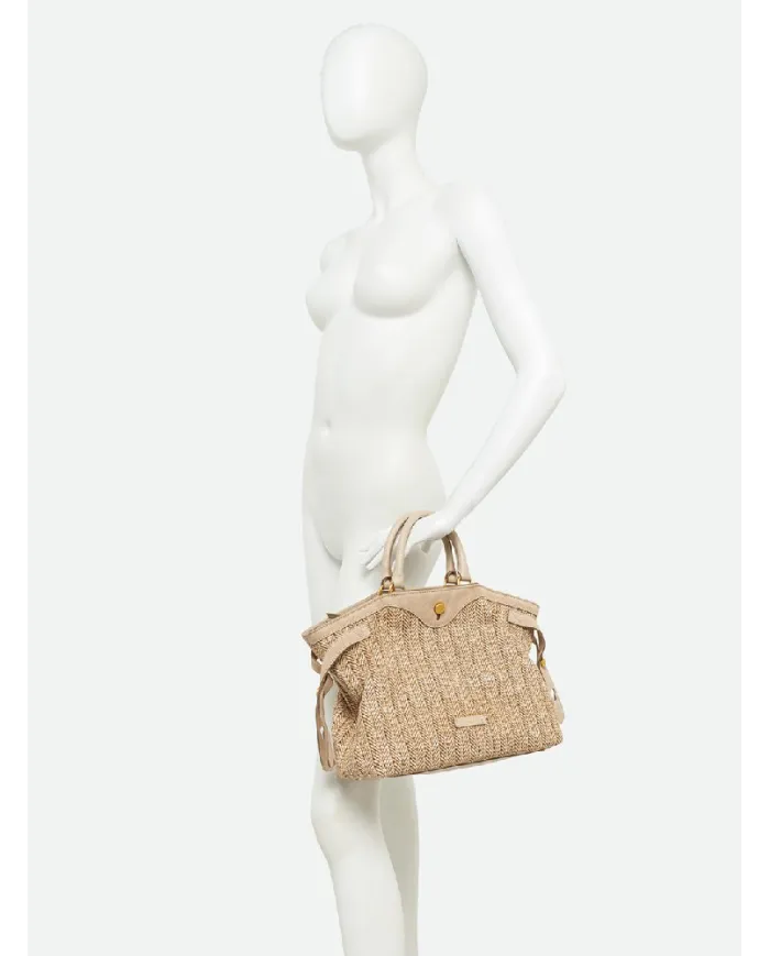Gianni Chiarini Borsa in paglia e pelle Claudette Beige/Cuoio