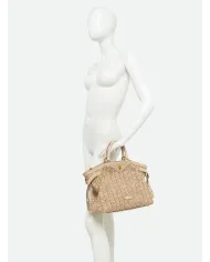 Gianni Chiarini Borsa in paglia e pelle Claudette Beige/Cuoio